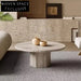 Light Luxury Moon Shape Travertine Coffee Table for Modern Living Room Center