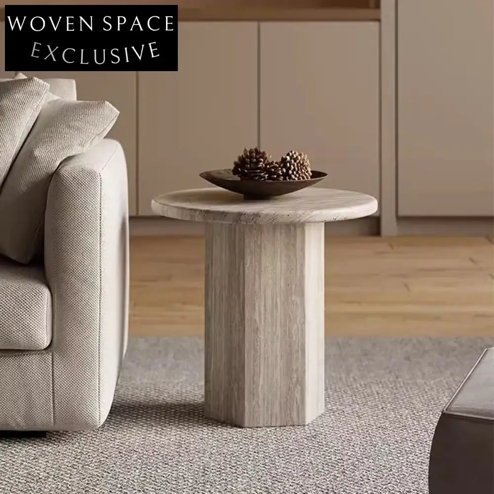 Light Luxury Moon Shape Travertine Coffee Table for Modern Living Room Center