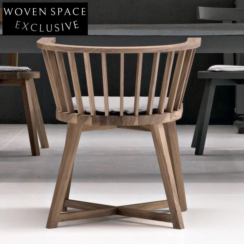 Light Luxury Retro Minimalist Solid Wood Curved Backrest Home Dining Chair