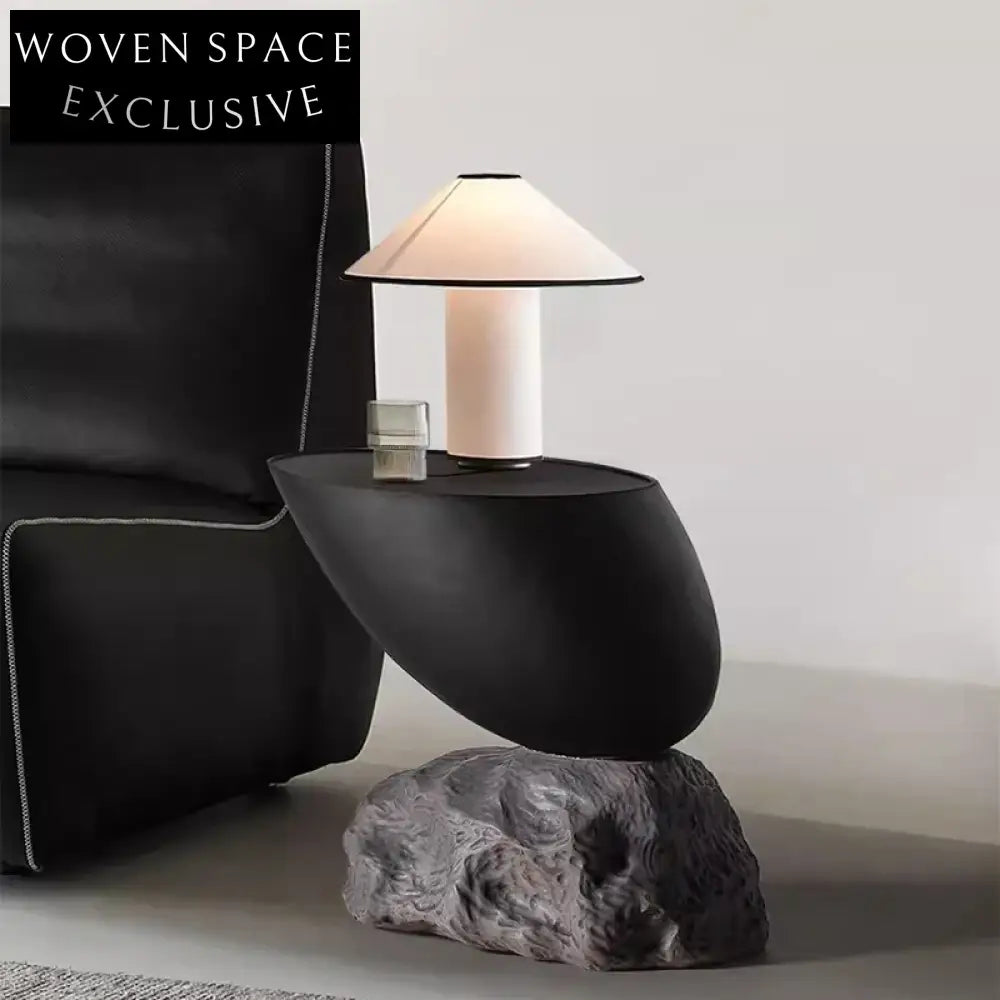 Light Luxury Round Solid Wood Coffee Table with Stone Base Design