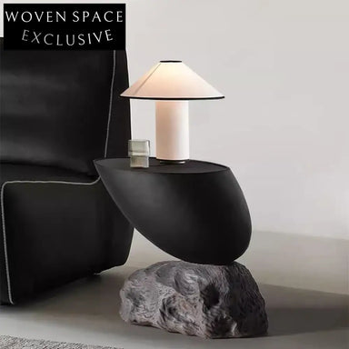 Light Luxury Round Solid Wood Coffee Table with Stone Base Design