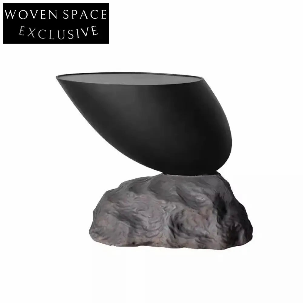 Light Luxury Round Solid Wood Coffee Table with Stone Base Design