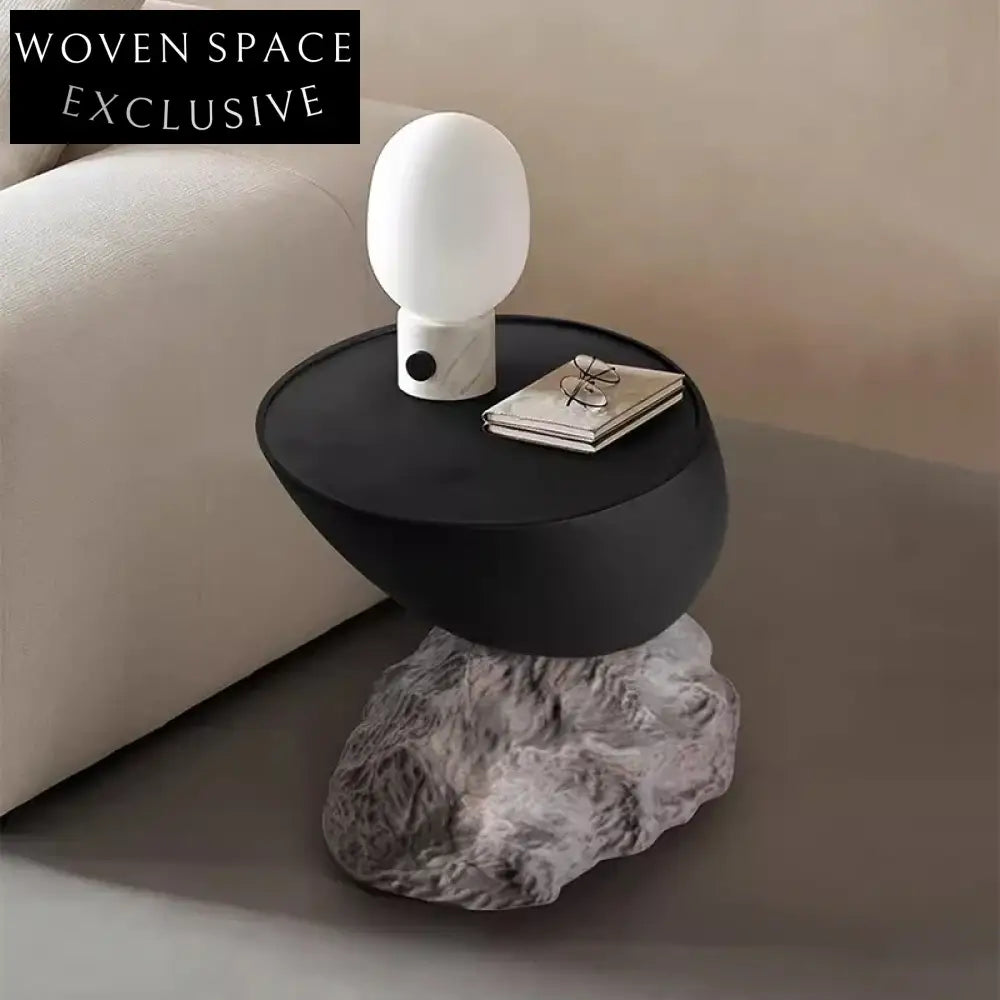 Light Luxury Round Solid Wood Coffee Table with Stone Base Design