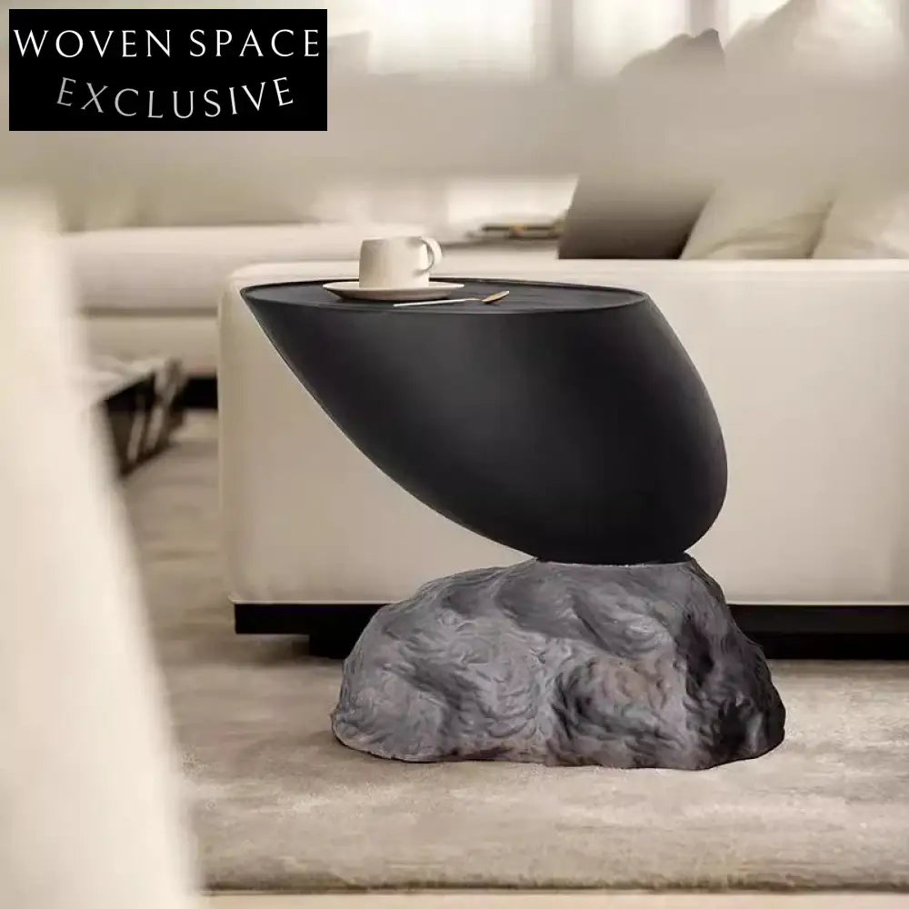 Light Luxury Round Solid Wood Coffee Table with Stone Base Design