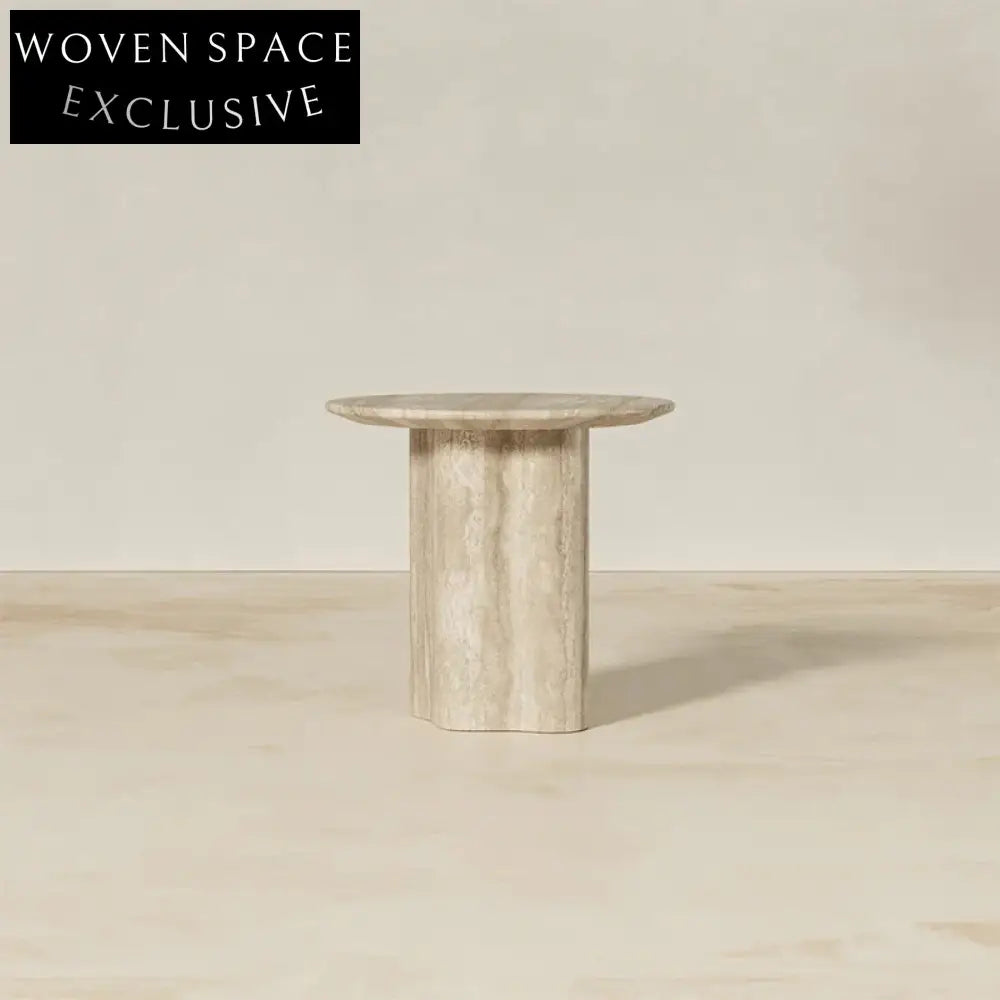 Light Luxury Round Travertine Marble Coffee Table for Modern Living Room