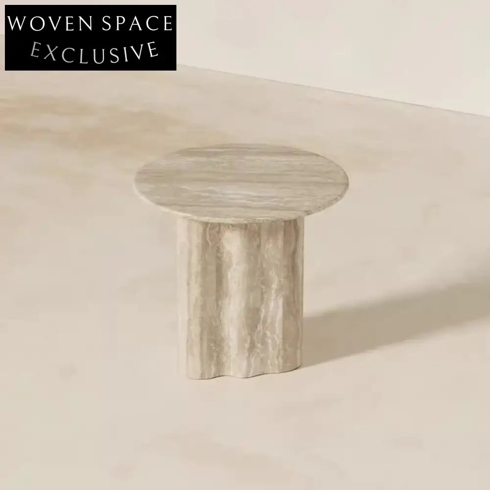 Light Luxury Round Travertine Marble Coffee Table for Modern Living Room