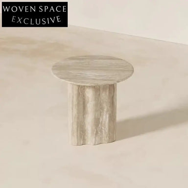 Light Luxury Round Travertine Marble Coffee Table for Modern Living Room