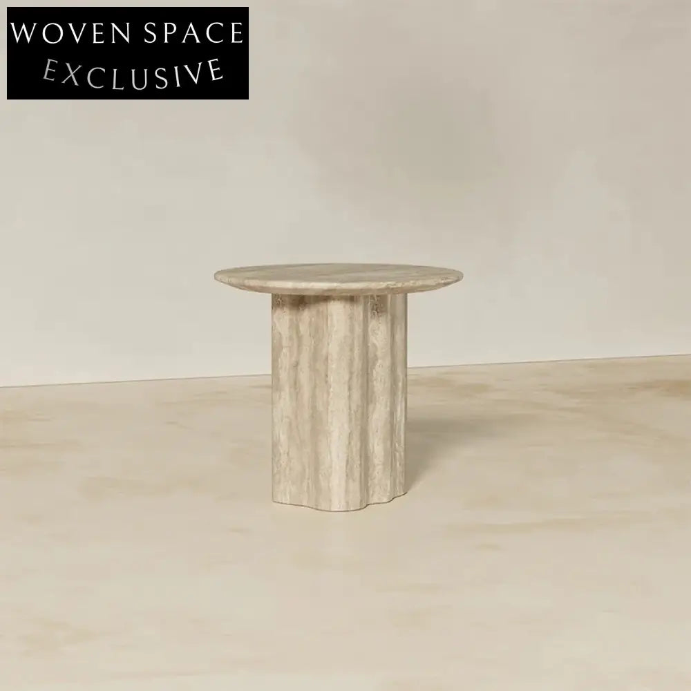 Light Luxury Round Travertine Marble Coffee Table for Modern Living Room