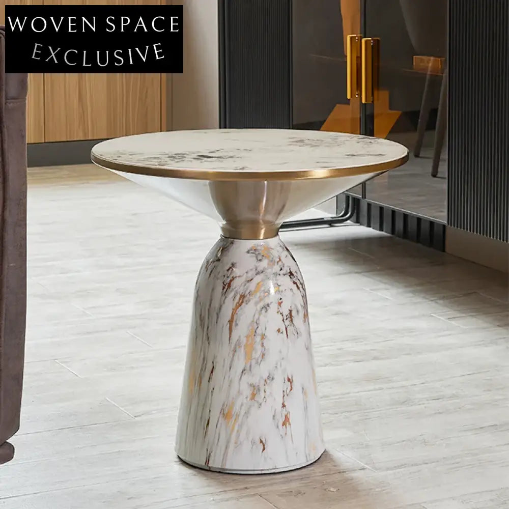 Light Luxury Slate Round Sofa Corner End Coffee Table for Modern Homes