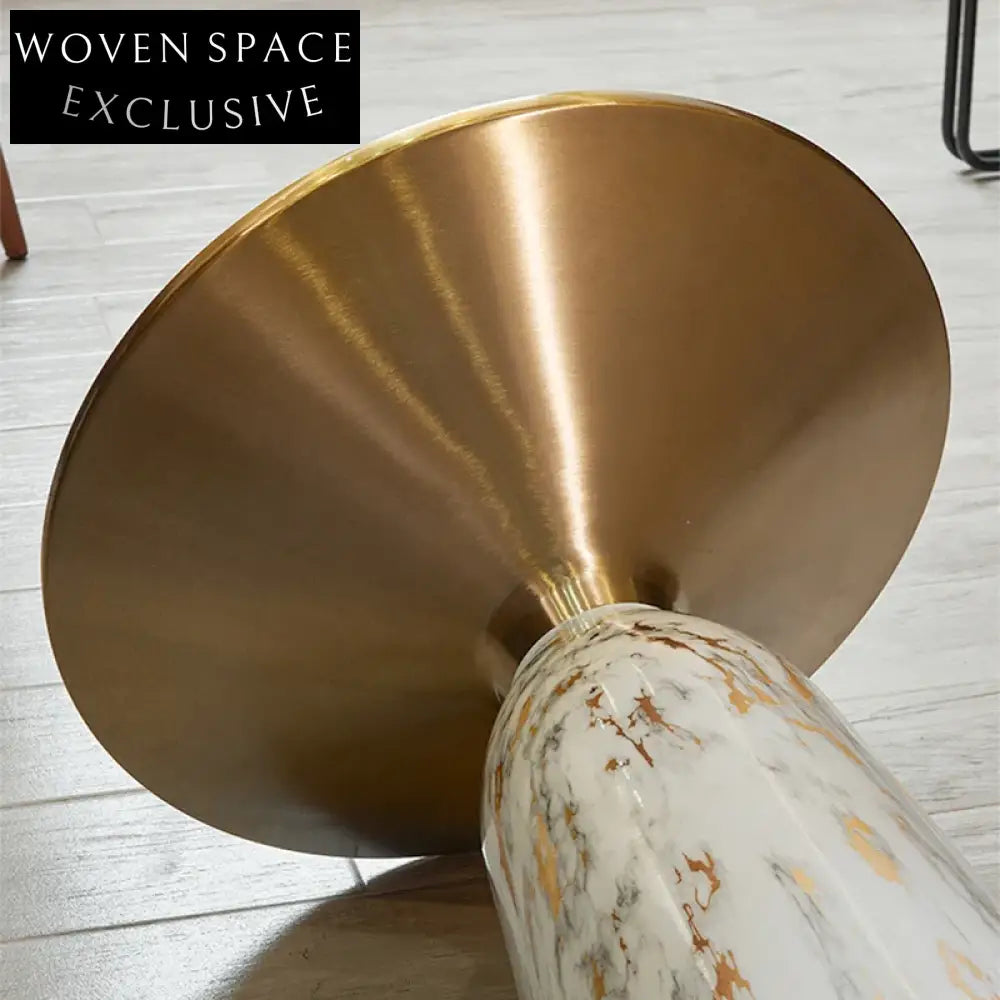 Light Luxury Slate Round Sofa Corner End Coffee Table for Modern Homes