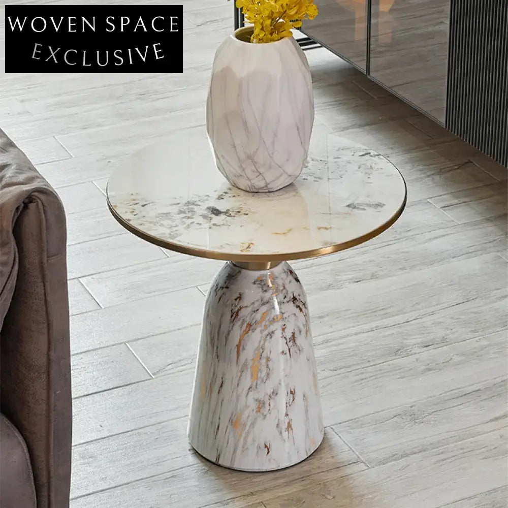 Light Luxury Slate Round Sofa Corner End Coffee Table for Modern Homes