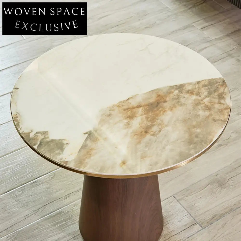 Light Luxury Slate Round Sofa Corner End Coffee Table for Modern Homes