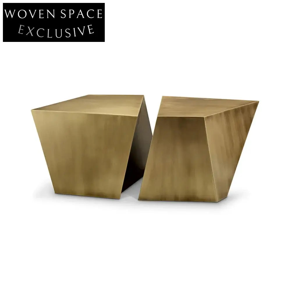 Light Luxury Stainless Steel Coffee Table, Gold Metal Side End Table