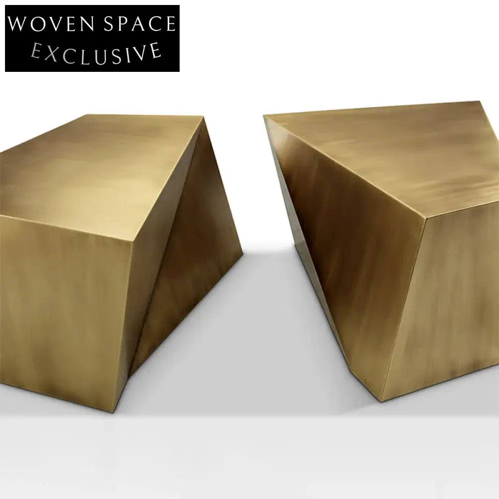 Light Luxury Stainless Steel Coffee Table, Gold Metal Side End Table