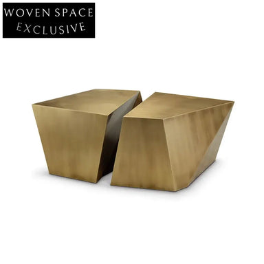 Light Luxury Stainless Steel Coffee Table, Gold Metal Side End Table