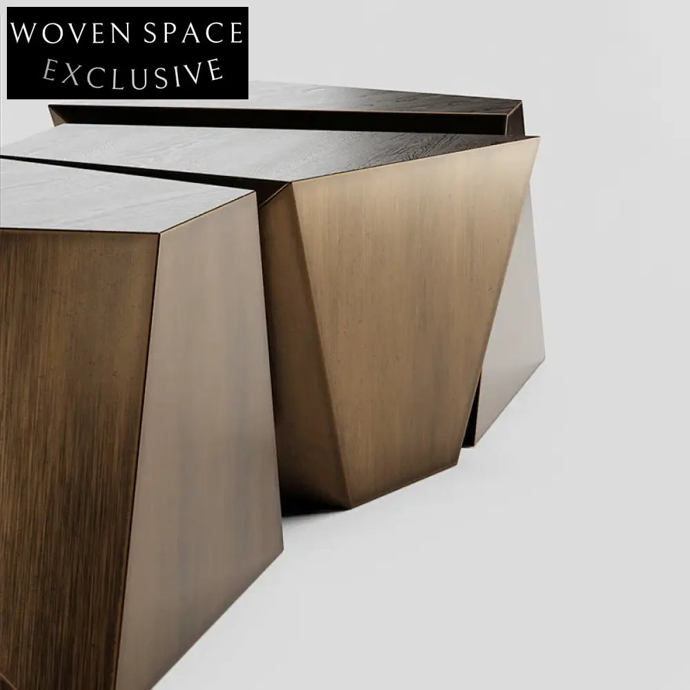 Light Luxury Stainless Steel Coffee Table, Gold Metal Side End Table