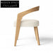 Light Luxury Streamlined Sensibility Wooden Armchair Soft Cushion Fabric Dining ArmChair