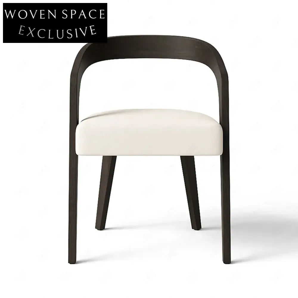 Light Luxury Streamlined Sensibility Wooden Armchair Soft Cushion Fabric Dining ArmChair