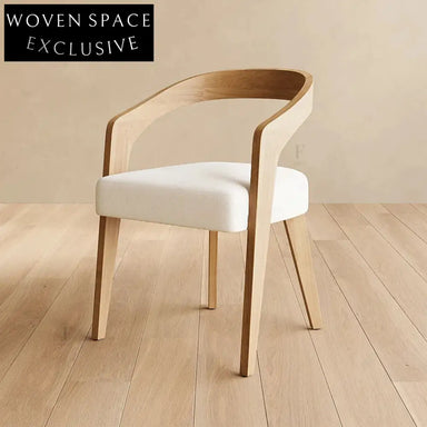 Light Luxury Streamlined Sensibility Wooden Armchair Soft Cushion Fabric Dining ArmChair