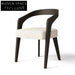 Light Luxury Streamlined Sensibility Wooden Armchair Soft Cushion Fabric Dining ArmChair