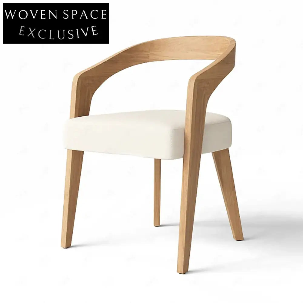 Light Luxury Streamlined Sensibility Wooden Armchair Soft Cushion Fabric Dining ArmChair