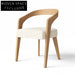 Light Luxury Streamlined Sensibility Wooden Armchair Soft Cushion Fabric Dining ArmChair