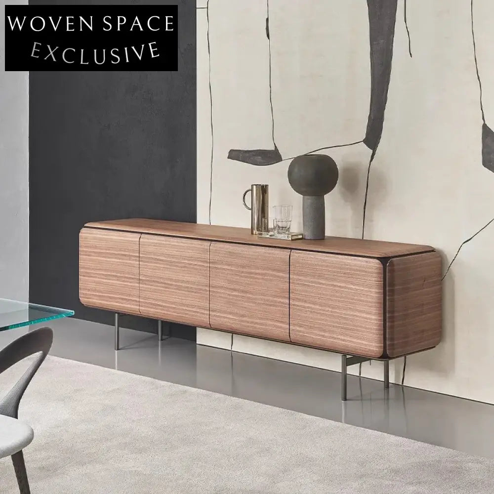 Light Luxury Walnut Wood TV Stand Storage Cabinet for Living Room