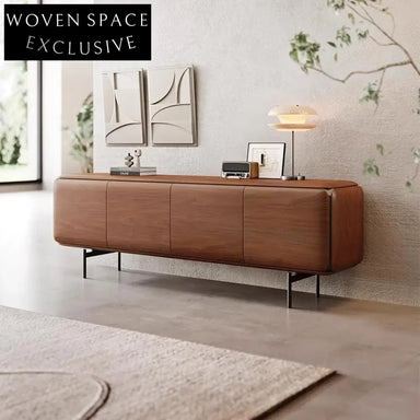 Light Luxury Walnut Wood TV Stand Storage Cabinet for Living Room