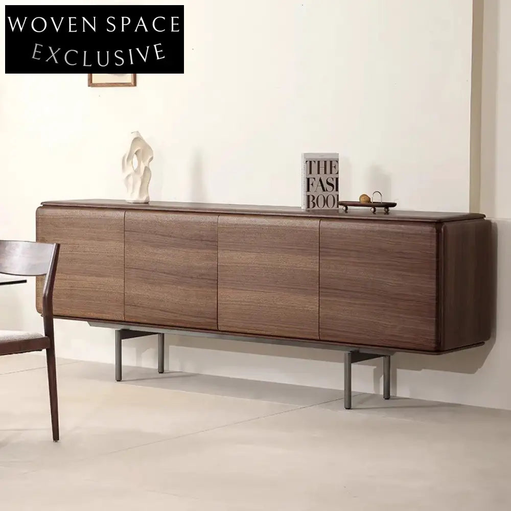 Light Luxury Walnut Wood TV Stand Storage Cabinet for Living Room