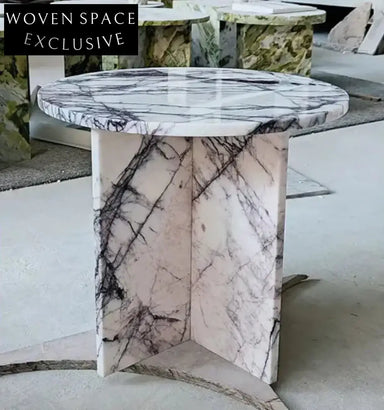 Elegant Tostone Greece Lilac White Marble Coffee Table for Modern Living Room
