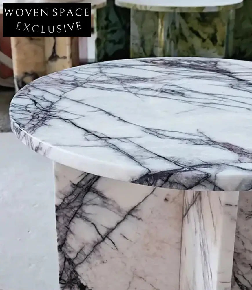 Elegant Tostone Greece Lilac White Marble Coffee Table for Modern Living Room