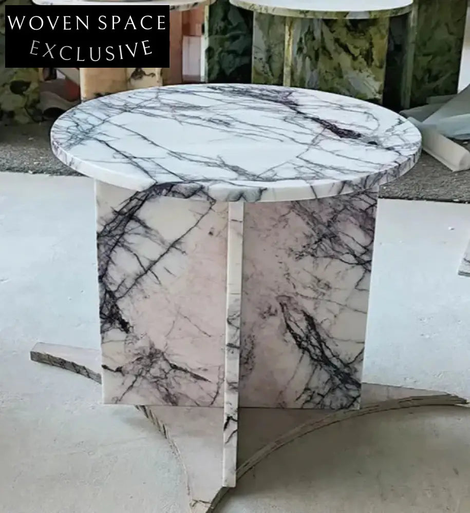 Elegant Tostone Greece Lilac White Marble Coffee Table for Modern Living Room