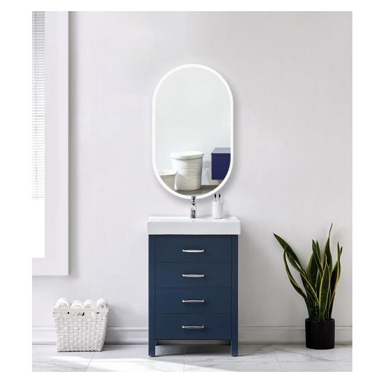 600*900mm Oval 3 Color Lighting Acrylic LED Mirror Touch Sensor Switch Defogger Pad Wall Mounted