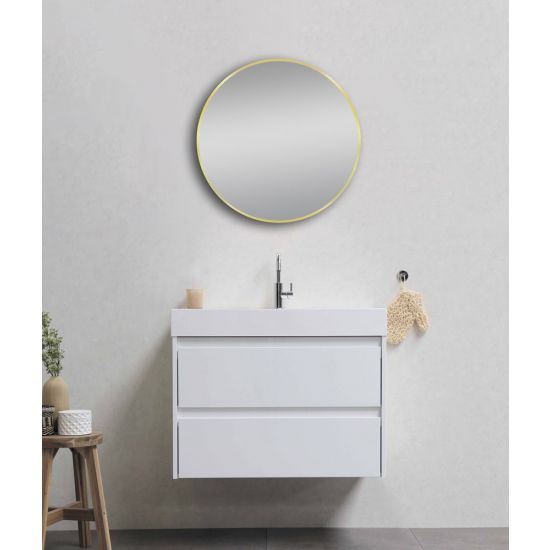 600mm Matte Brushed Gold Aluminium Framed Round Non-Luminous Mirror