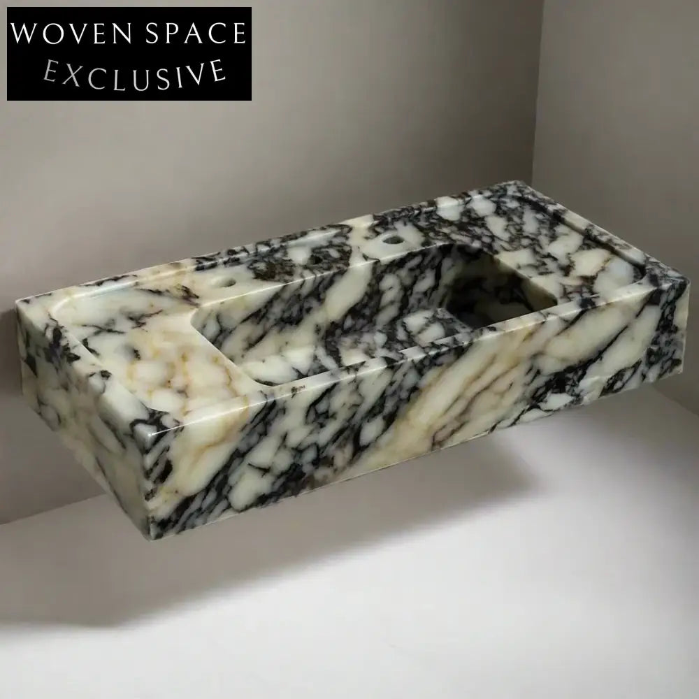 Lorenzo Viola Hand-Carved Marble Sink Ribbed Luxury Design
