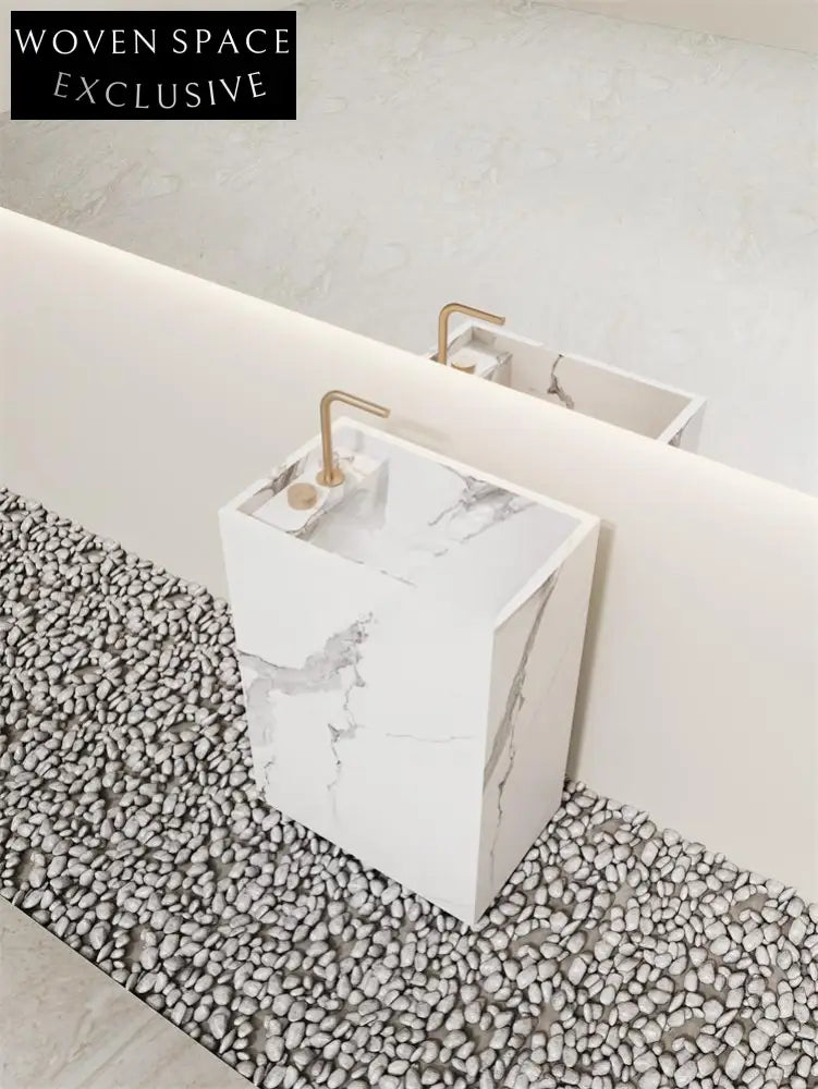 Lou Retro White Pedestal Basin