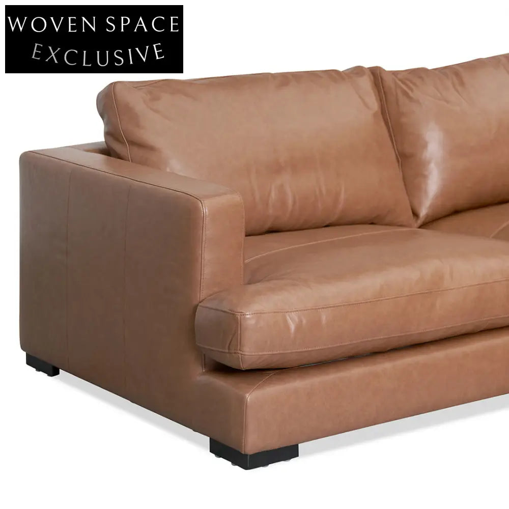 Lucinda 4 Seater Right Chaise Leather Sofa - Caramel Brown Sofa