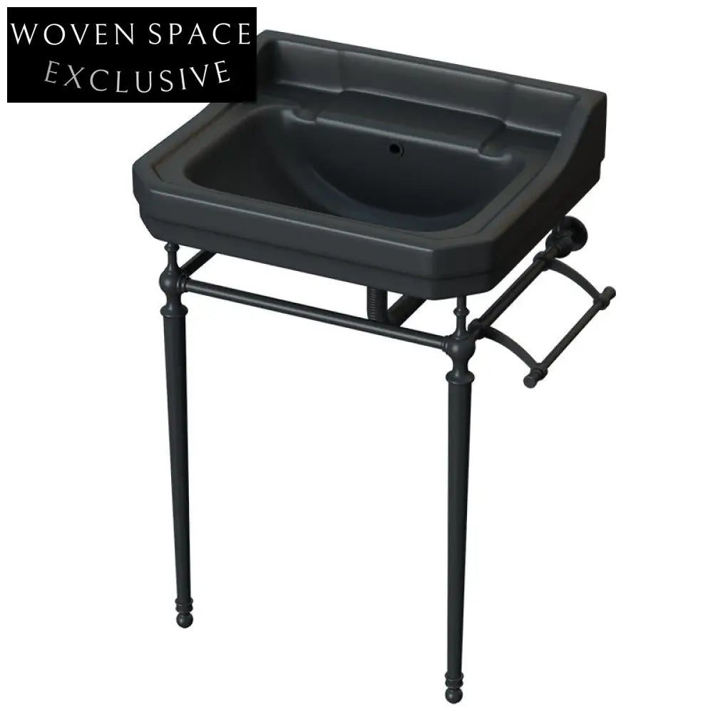 Lucinenne Matt Black Retro Wash Basin Set No hole, no tap, no drain + drain pipe