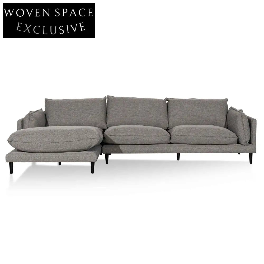 Lucio 4 Seater Left Chaise Fabric Sofa - Graphite Grey Sofas