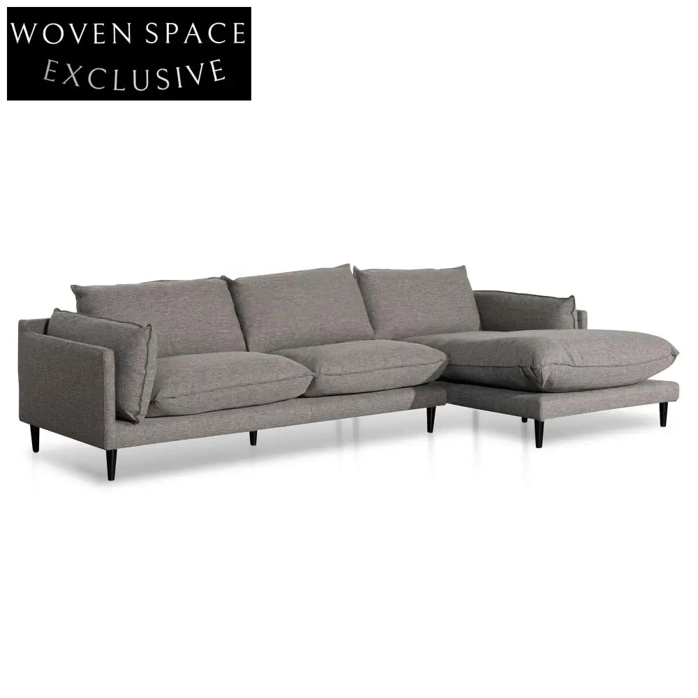 Lucio 4 Seater Right Chaise Fabric Sofa - Graphite Grey Sofas