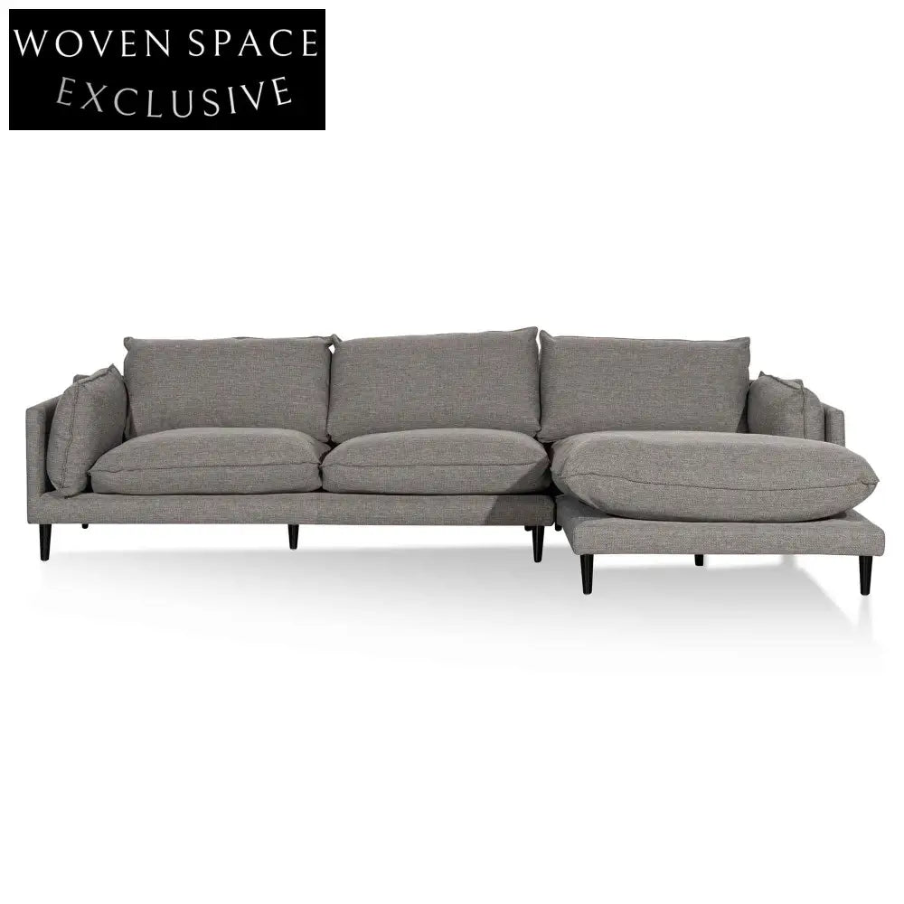 Lucio 4 Seater Right Chaise Fabric Sofa - Graphite Grey Sofas