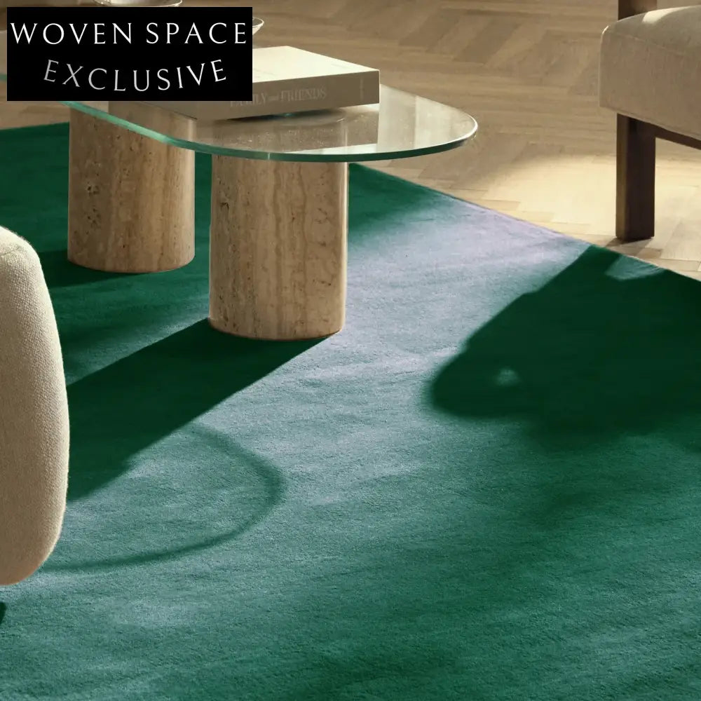 Lush Green Modern Polyester Hand-Knotted Rectangular Area Rug