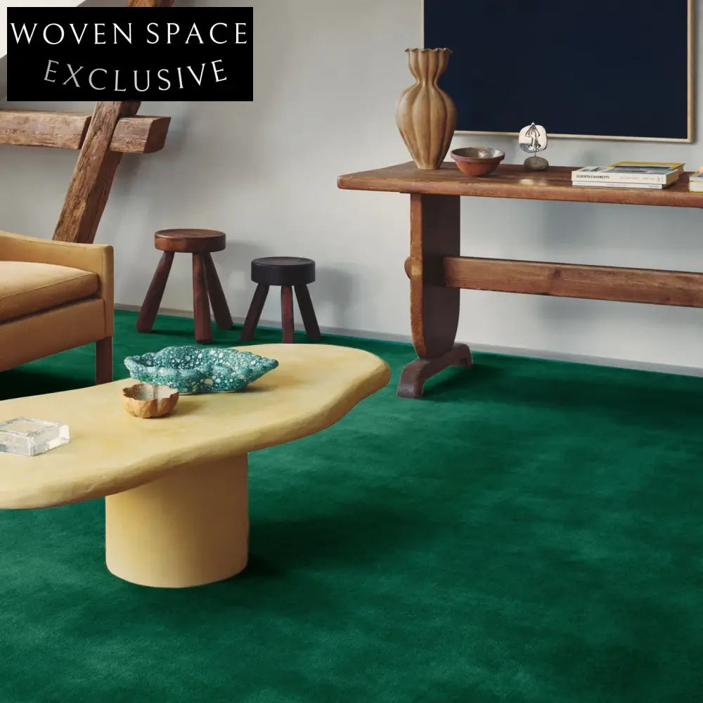 Lush Green Modern Polyester Hand-Knotted Rectangular Area Rug