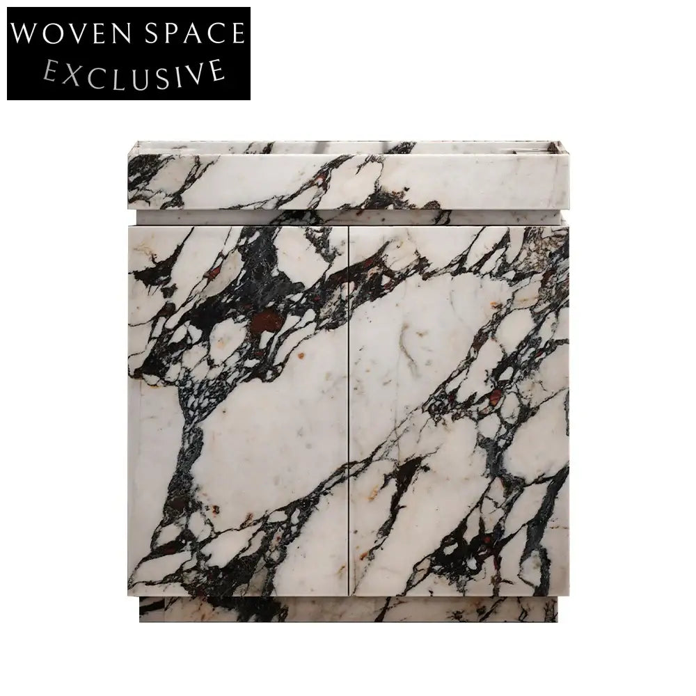 Lux Calacatta Viola Marble Single Sink Bathroom Vanity with Marble Wall-Mounted or Countertop Powder Room Vanity