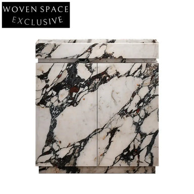 Lux Calacatta Viola Marble Single Sink Bathroom Vanity with Marble Wall-Mounted or Countertop Powder Room Vanity