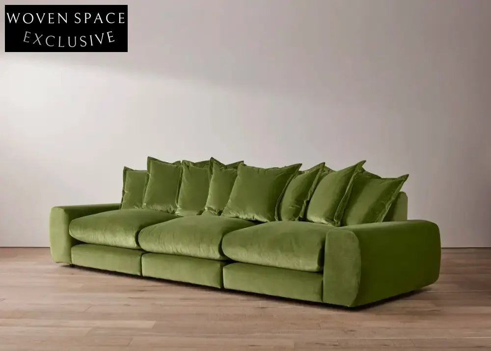 Luxury Modular Green Velvet Sofa, Modern Sectional Couch for Living Room
