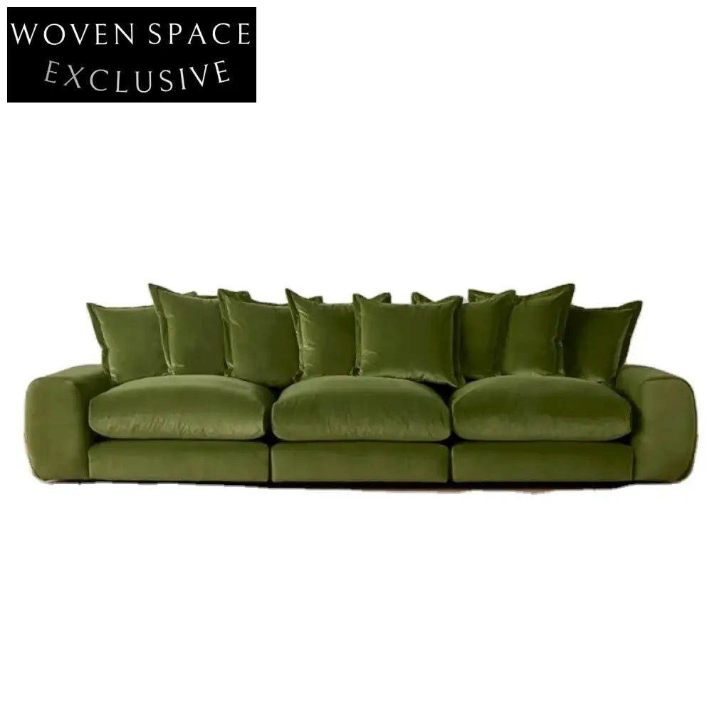 Luxury Modular Green Velvet Sofa, Modern Sectional Couch for Living Room