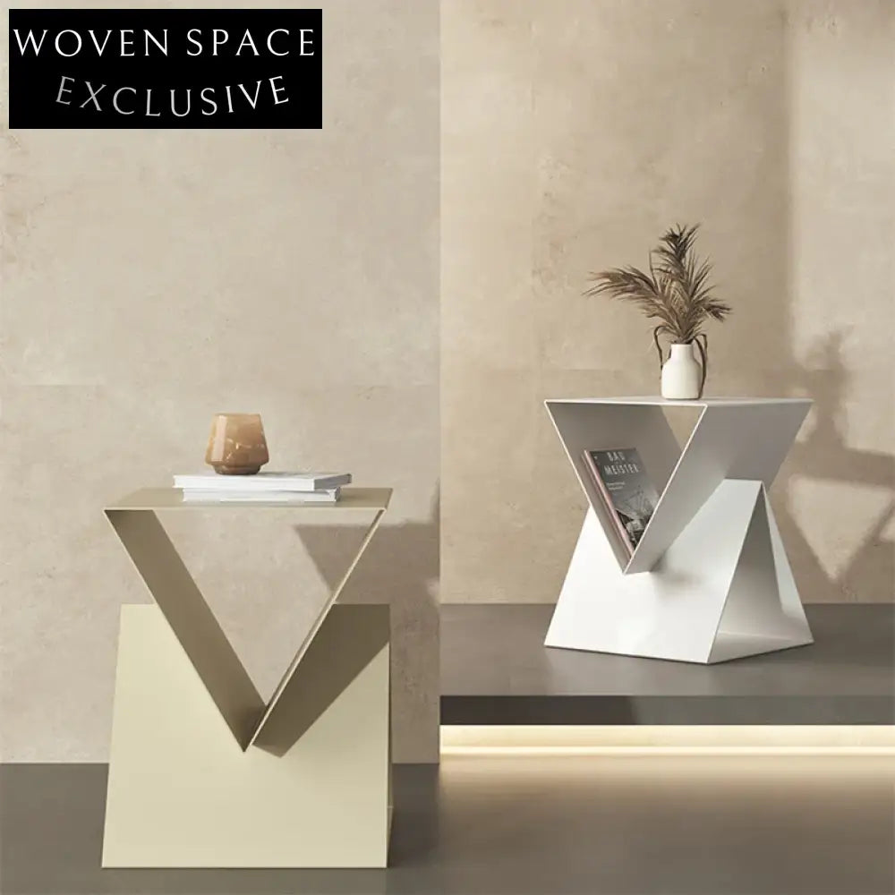 Luxe Modern Gold Metal Side Table for Living Room Bedroom Decor