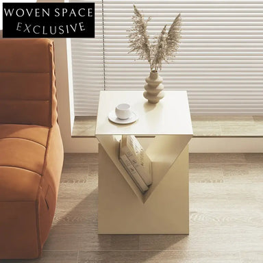 Luxe Modern Gold Metal Side Table for Living Room Bedroom Decor