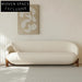 Luxe White Teddy Fabric Modular Sectional Sofa with Wooden Legs